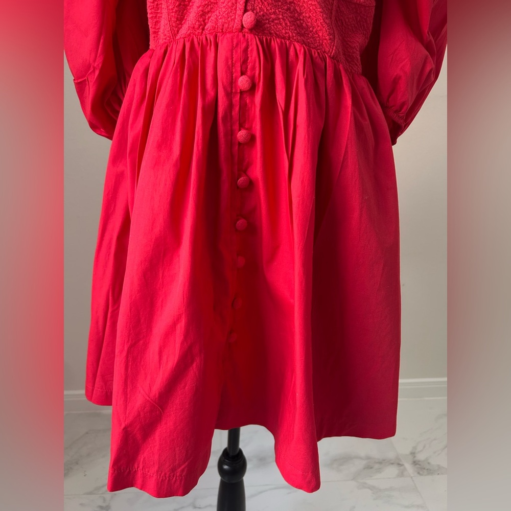 Maeve by Anthropologie Red Mini Dress with Puff Sleeves, Size M, EUC - Picture 6 of 10